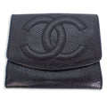 Pre-Owned Chanel skin caviar black CHANEL trifold wallet (Good)
