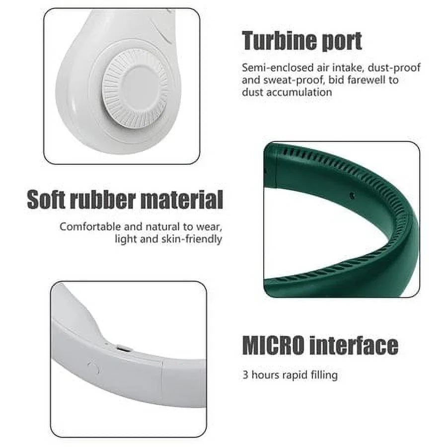 Neck Adjustable Fan Rechargeable , Bladeless Neckband Hanging Portable USB Home Office Speed Outdoor Mini HESHENG For Fan 3 Cooler