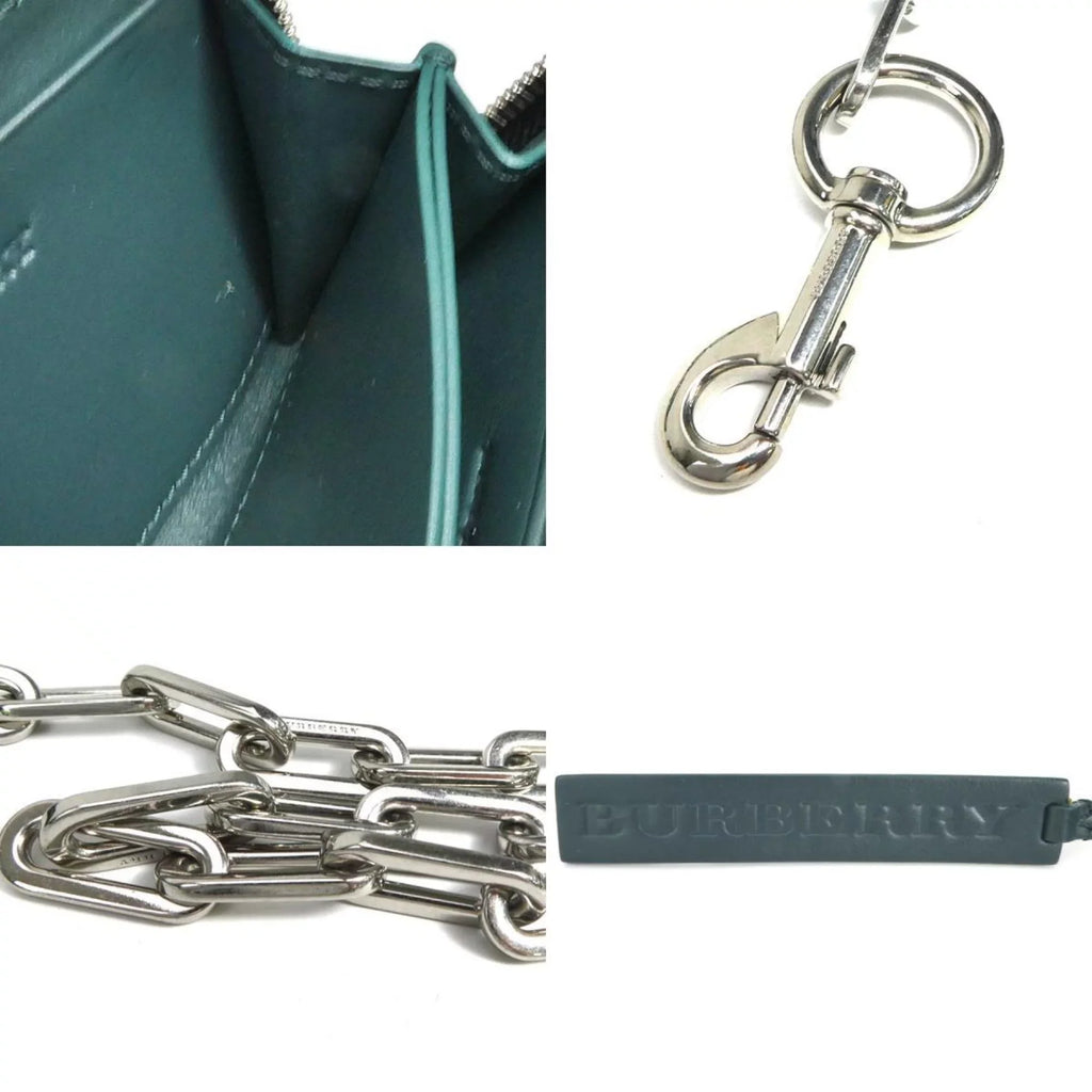 BURBERRY green metal Pre-Owned coin men's case (Good) leather Burberry /