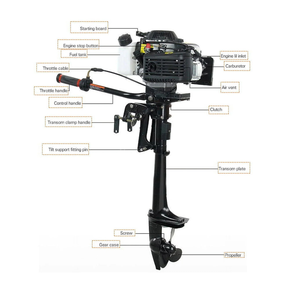 Motor 3.6 HP Boat With 4 Cooling Air 55CC Engine Outboard Stroke System Machine