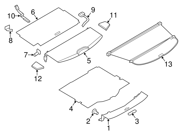 (2015-2020) Rogue 849B65HA0B Cover Luggage Genuine Side OE Floor Right Nissan