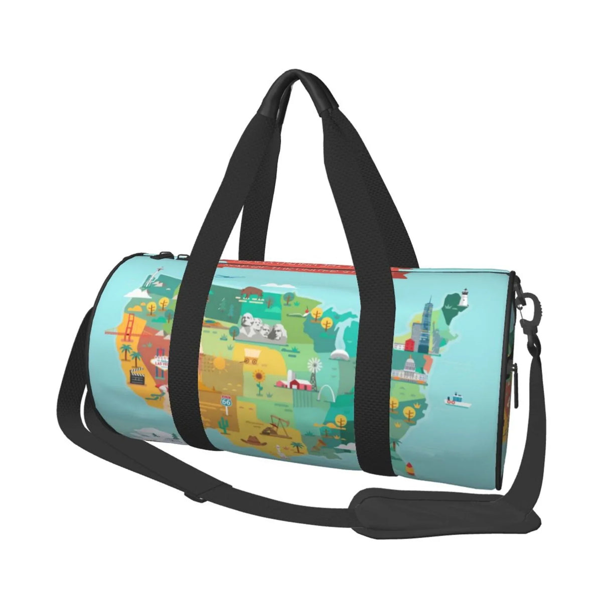 Large Bag with Sports Travel Luggage Bag USA Cylinder Pocket Map and Gym Capacity Tourist Waterproof Coaee Bag Compartment