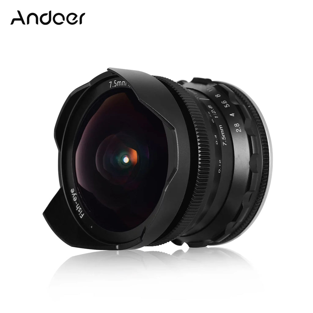 A6000 Ainn Fisheye Aperture Andoer Lens Manual E-mount lens,7.5mm Aps-c A6600 Camera E-mount F2.8 FrameLens F2.8 Compatible Wide 5100 Manual Lens Wide With A6100 Aperture 180° A6300 Camera