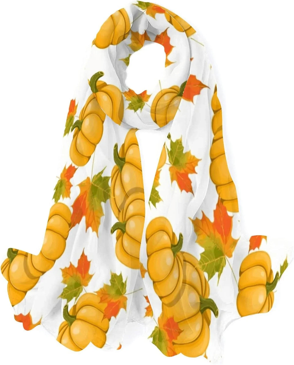 Maple Wrap Long Scarves Pumpkins Leaves Neck Girls Scarf Hyjoy Women Silk Lightweight for Shawl
