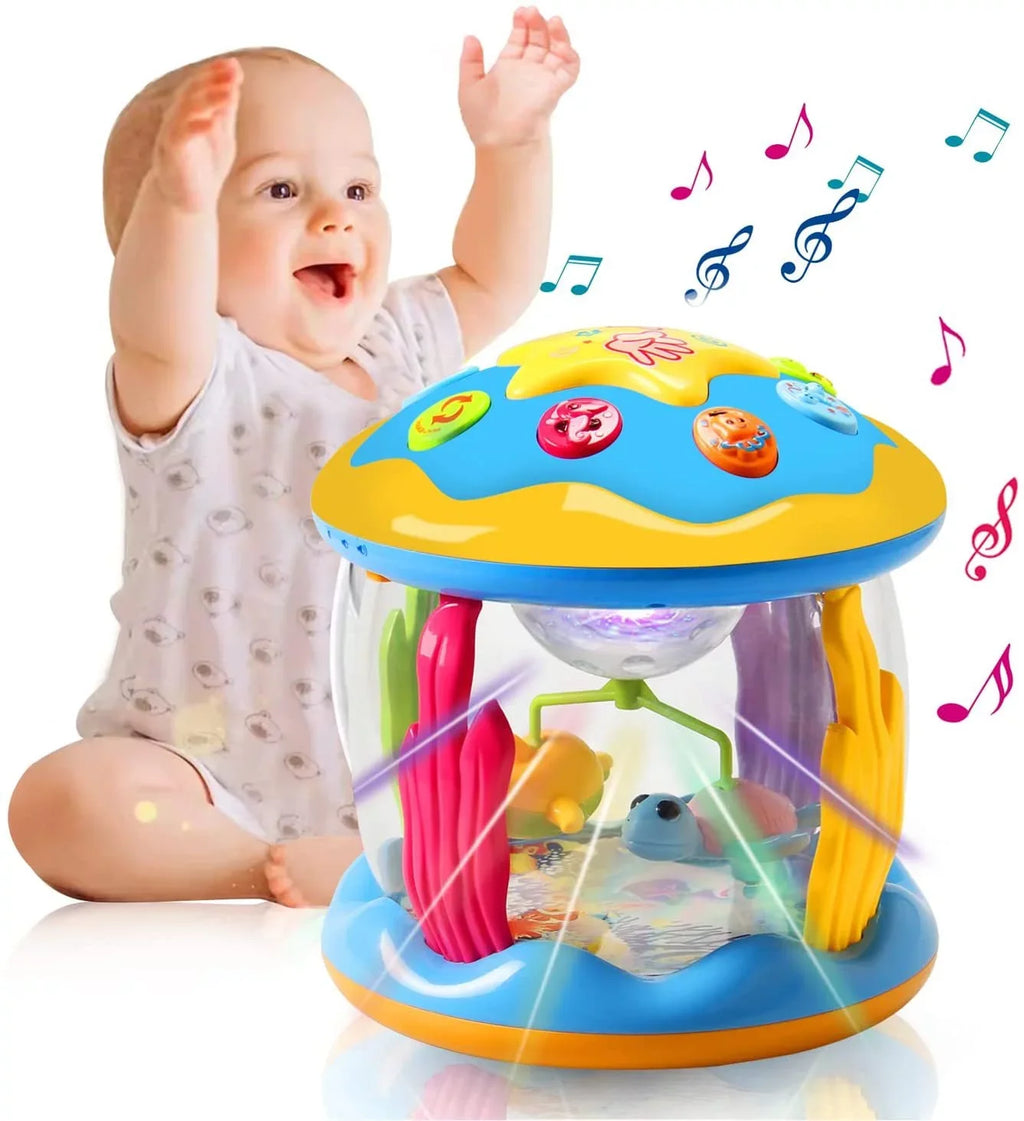 2 for Drum Boys 3+ Toddlers Melodies 6 Toys Musical Rotating Baby 12 up 1 Toys Learning Light Baby with Toys Months, Projector Gifts to , Educational Year Girls Old