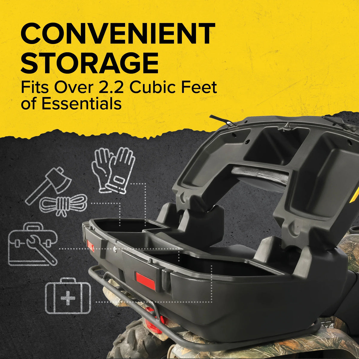 and Lockable Features ATV/UTV Design, an Cushion (66010) Storage a Camco Box, Impact-Resistant Lounger Box Water-Resistant Boar Rear Black a Storage Soft Seat and | Comfortable