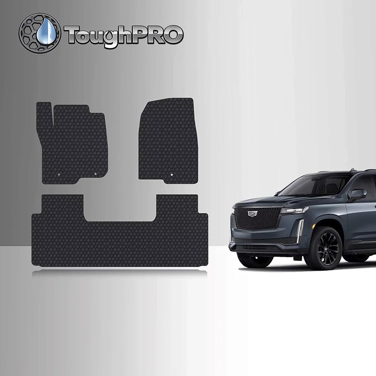 Mat (Made All - - USA) Heavy in Compatible Floor + Duty (Front with 2nd TOUGHPRO ESV Cadillac - Accessories Row 2021 Set - Escalade Weather Row)