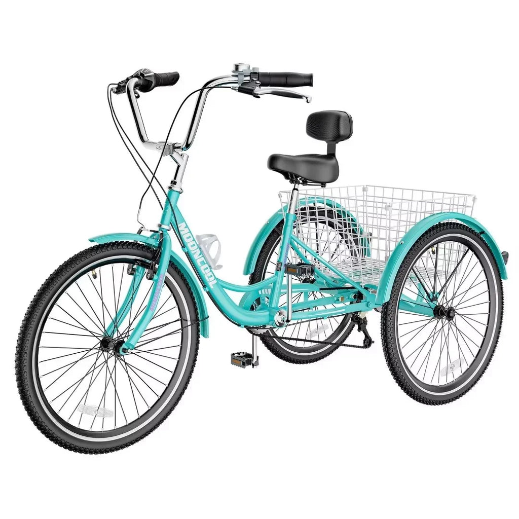NAIZEA Men, Exercise Adult Outdoor Activities Tricycle, for Shopping 3 Basket 7 with Cruise Wheel Seniors, for 20" Large Trike Picnic Bikes Women, Speed