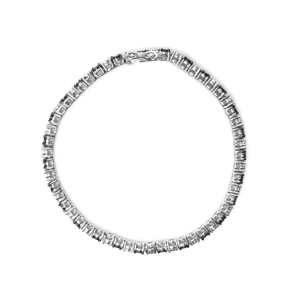 Blue of Color, 7" Sterling I3 Tennis White Womens Silver .925 1.0 Haus Cttw Bracelet with Size Brilliance Diamond Clasp - Clarity) and Diamond Round and I-J cut Alternating Inches (Blue Box Treated