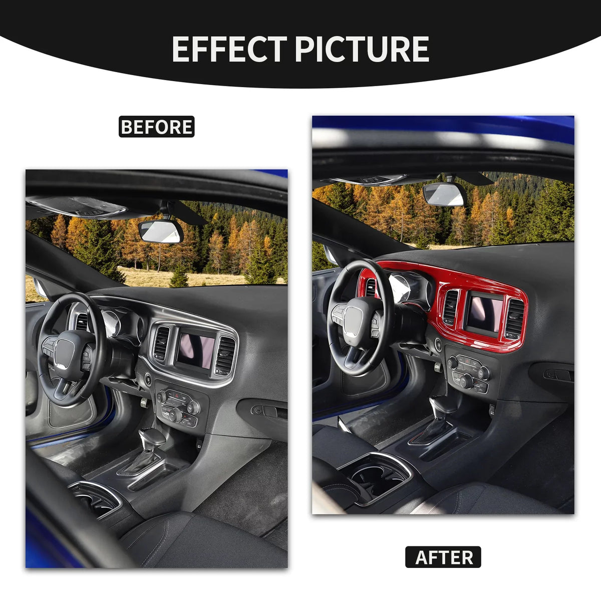Dash Dodge Trim Interior Covers for Center Console Charger CheroCar Board 2015-2022,Red
