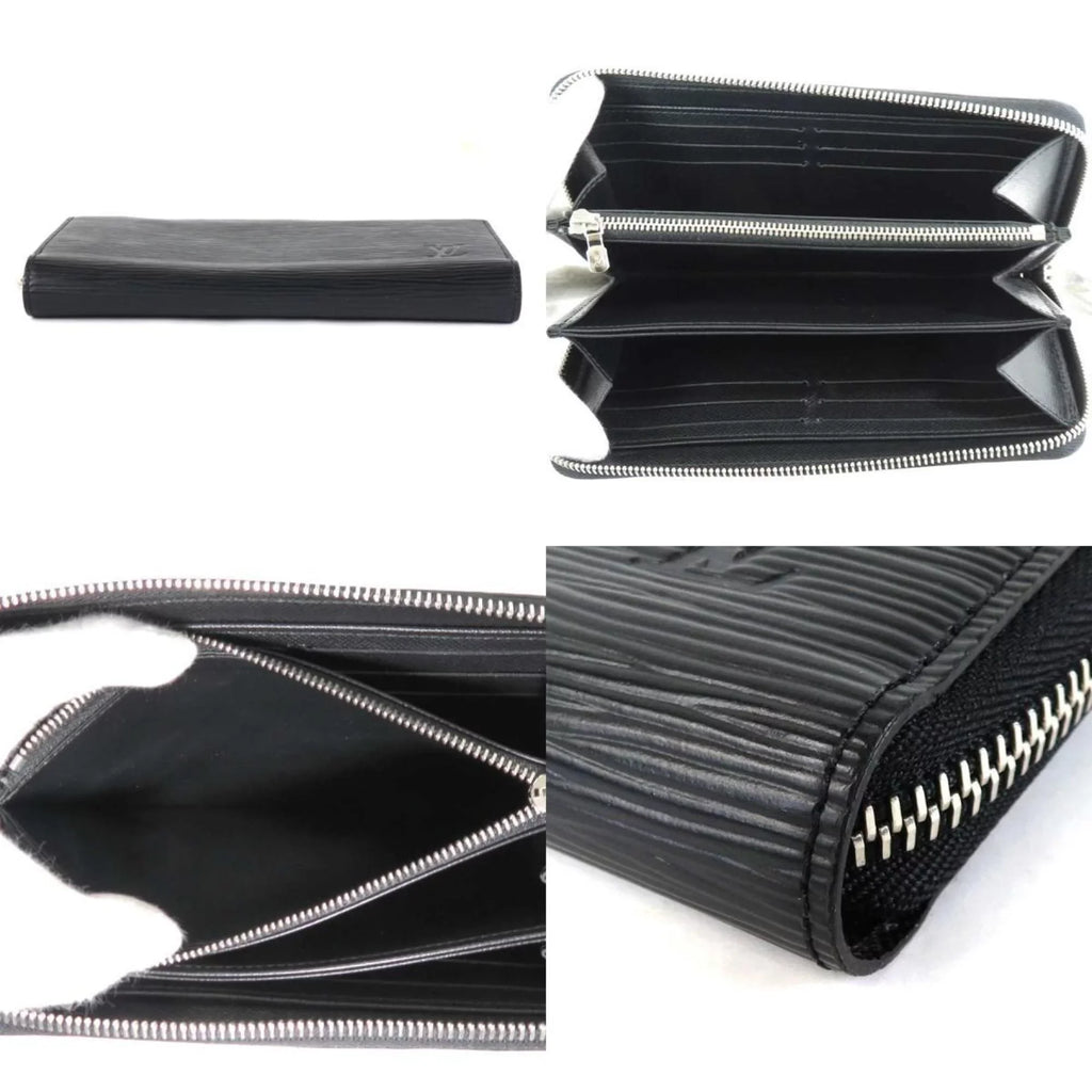 Silver Zippy Black VUITTON Pre-Owned Zipper Long Louis Unisex Vuitton LOUIS Leather Round Wallet (Good) Epi