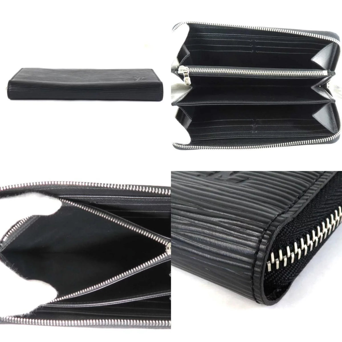 Silver Zippy Black VUITTON Pre-Owned Zipper Long Louis Unisex Vuitton LOUIS Leather Round Wallet (Good) Epi
