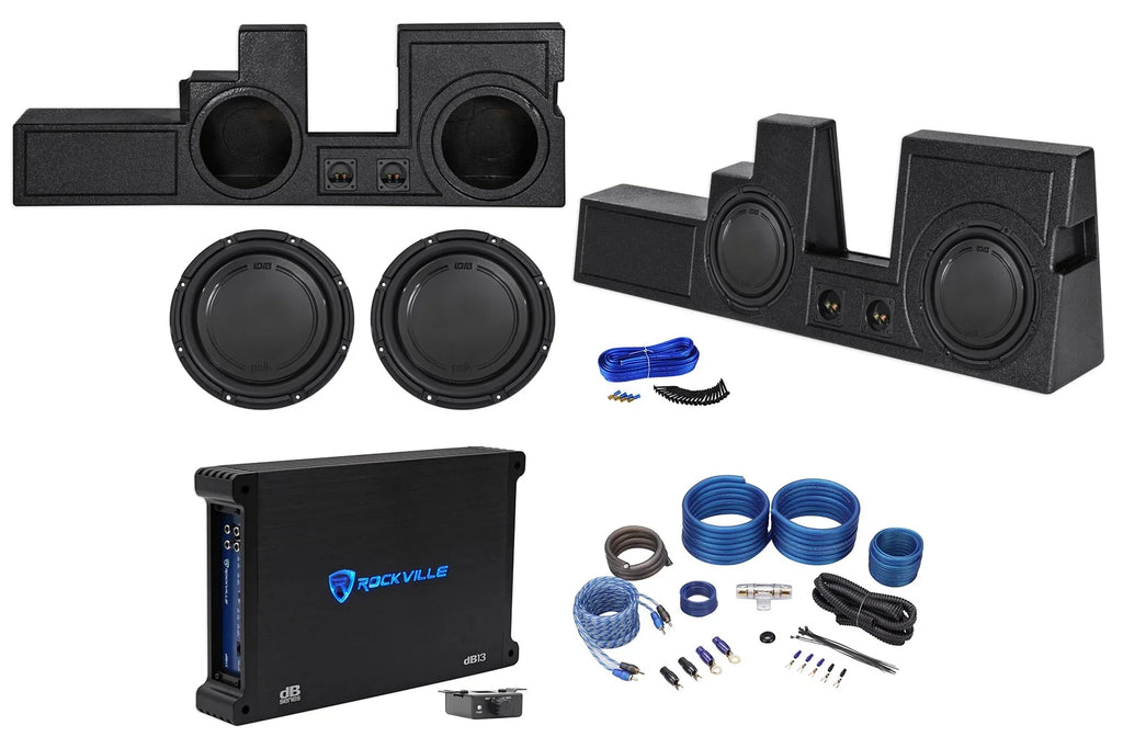 F250/350/450 (2) For 12" 2000-2016 Audio Polk Subwoofers+Box+Amp+Wires Ford