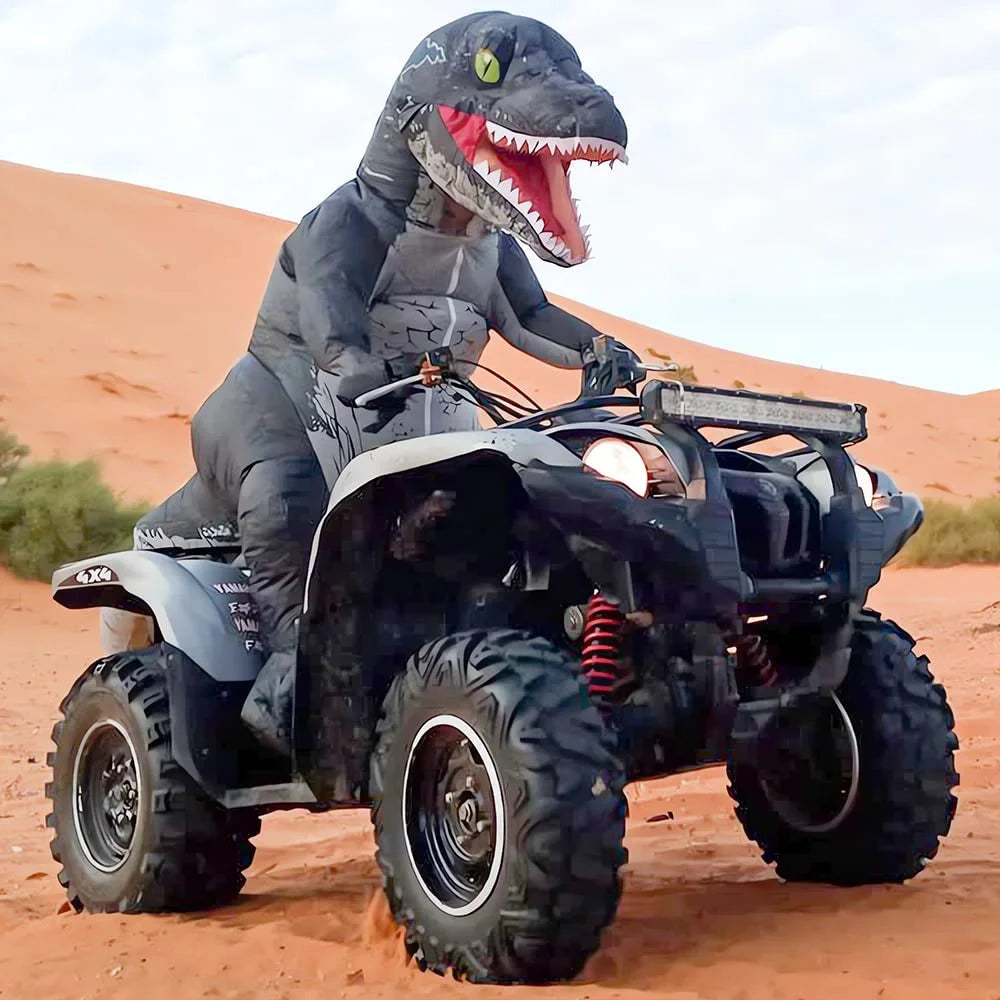 Costume DomKom Women Grey Dinosaur Body Men Inflatable Adult Costume Blow Velociraptor T-rex Raptor Halloween Up Costume Full