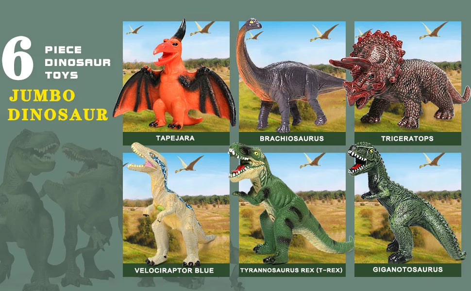 6 Inches Velociraptor Toys for Piece Lovers Favors, 13-17 Dinosaur Dinosaur Set and for T-Rex, Soft Large - Party Toddlers, Blue Dinosaur Toys Kids Gifts Perfect Birthday Jumbo Dinosaur