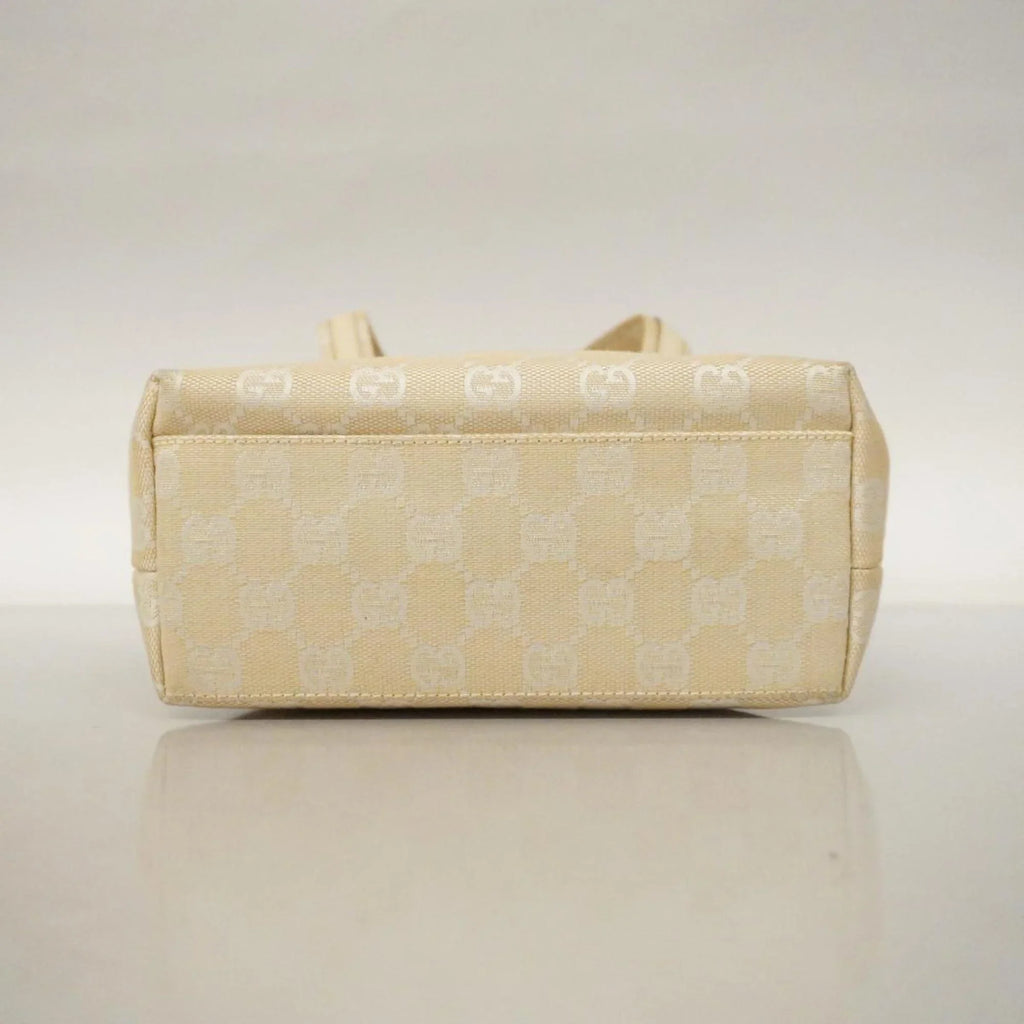 Canvas Leather Handbag Women's Pre-Owned GG Ivory 1079 Gucci (Good) 002