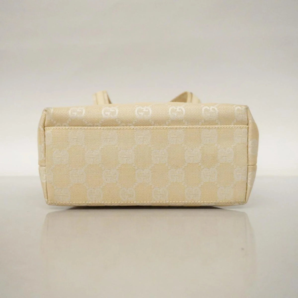 Canvas Leather Handbag Women's Pre-Owned GG Ivory 1079 Gucci (Good) 002