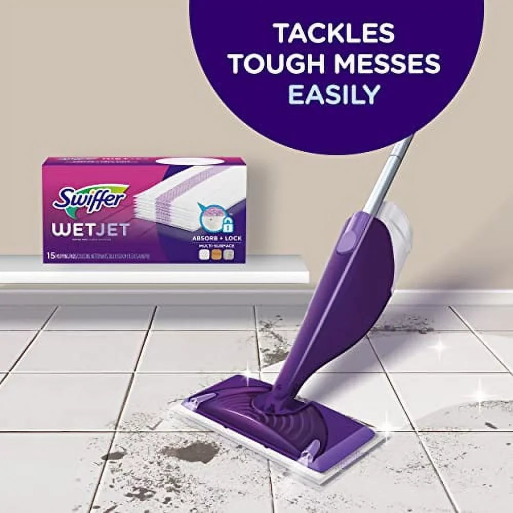 Batteries Kit, Starter Includes: Pads, Spray Power Floor WetJet Swiffer Hardwood Cleaning 1 and Mop, Cleaner Mop Solution, 10