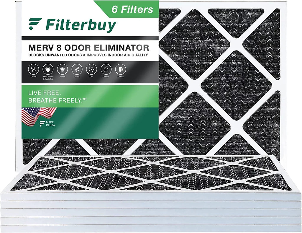Carbon Filterbuy 16x30x1 Odor AC Eliminator Activated Air HVAC (6-Pack) 8 with MERV Furnace Filters Pleated
