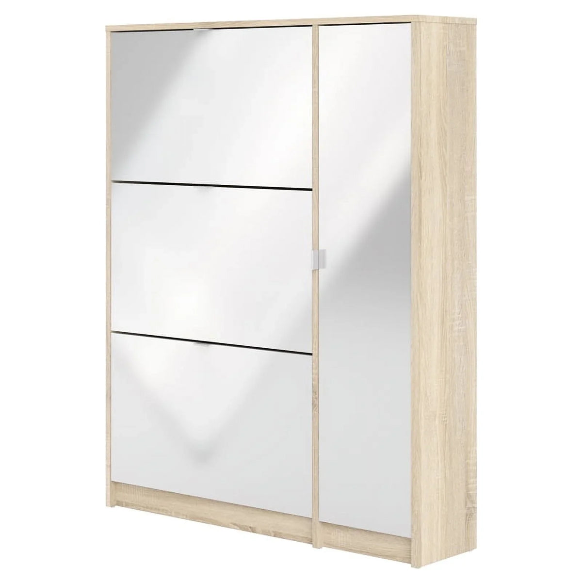 Allora Cabinet Layers Shoe Gloss Oak-White with & High 3 Drawer 2 Door in