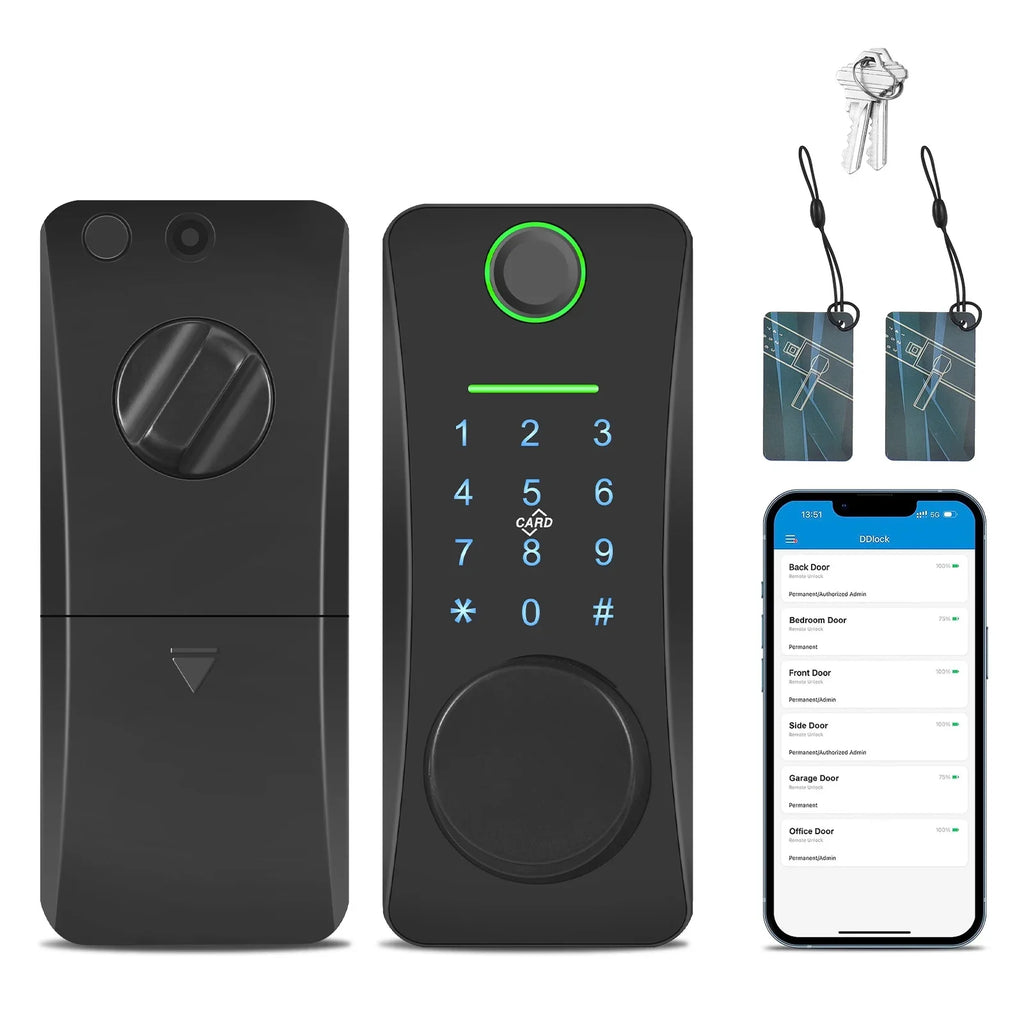 Remote Door Remote Deadbolt Lock Huiop Intelligent Lock/2 Door Keyless Lock,With App Remote Pad Lock Pad Door Siuke Keypad Lock/5-in-1 Less With Set Deadbolt Keyless Lock/5-in-1