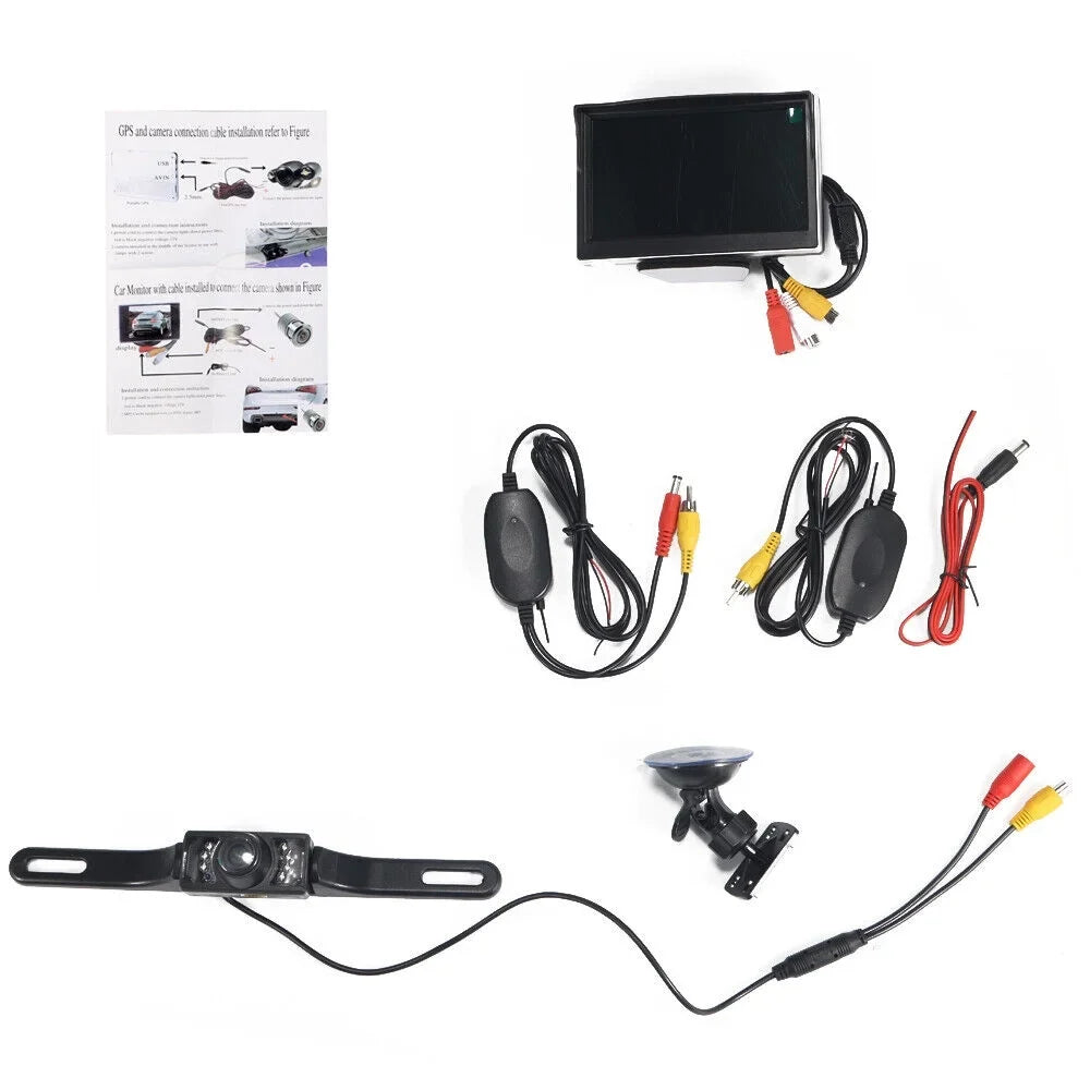 Waterproof Rear Car HD Kit Night Camera View 5" KingFurt Wireless Monitor Vision Backup