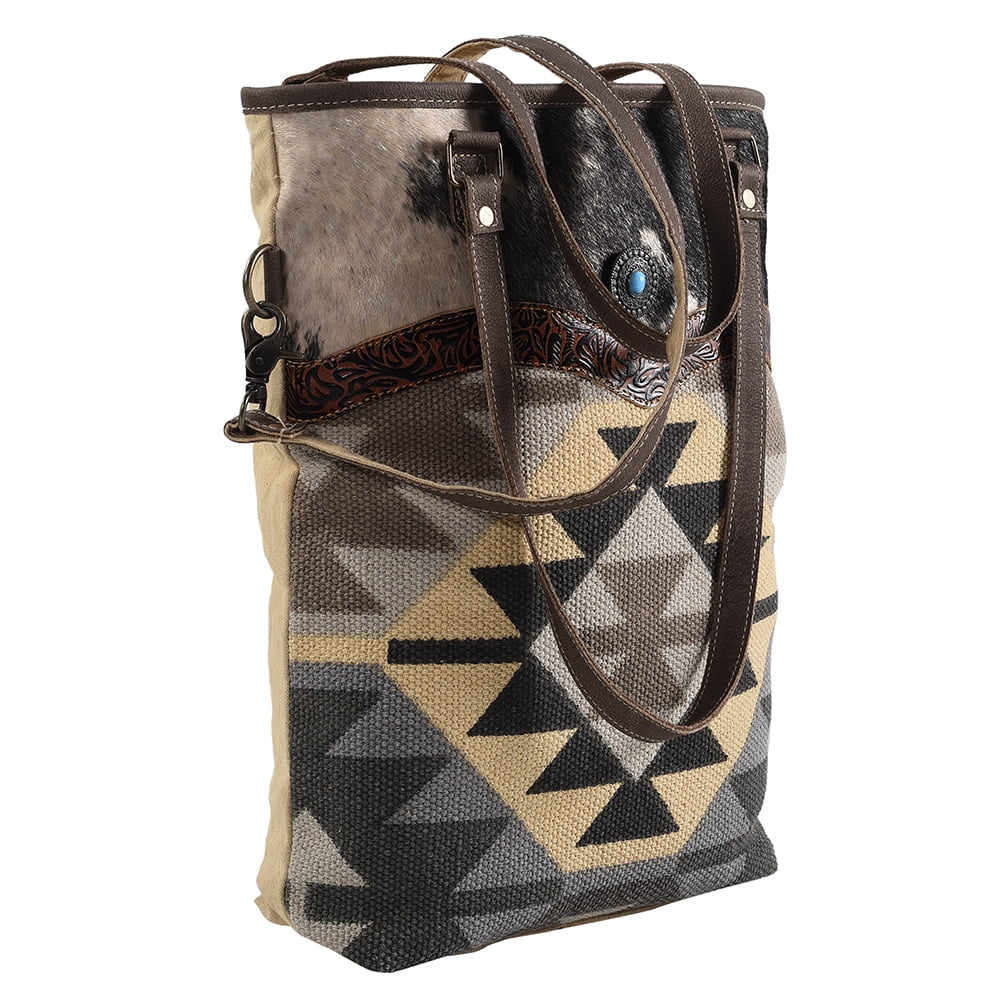 bag Canvas Genuine western Tooled Hand Hair-on Wool Upcycled KB161 KB women OHLAY Leather handbag TOTE Upcycled purse