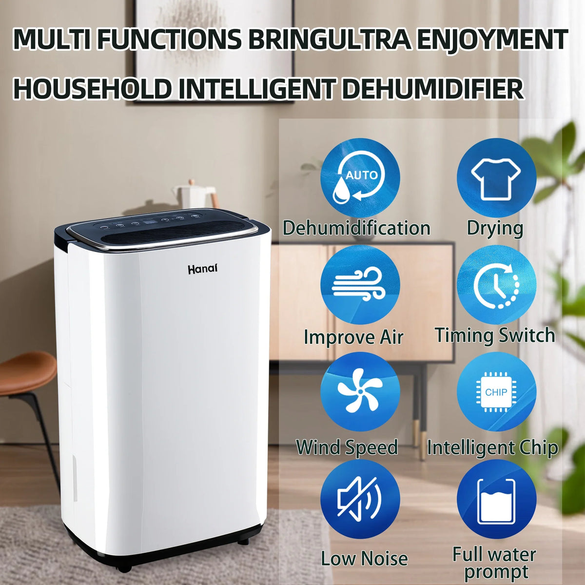 (95 RH),White Basement 95% 30 WANAI Moisture "F, Home Drain Dehumidifier,1500 Dehumidifier with Sq.Ft,Protable for Removal Hose,Max Pints and 22 Pints