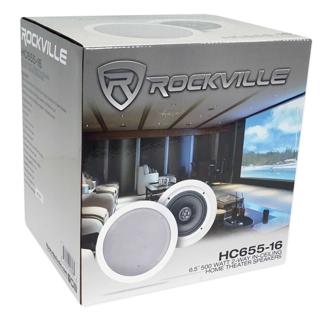 6.5" Receiver+(8) White LED Speakers Ceiling Theater Amp/Home Tube Rockville