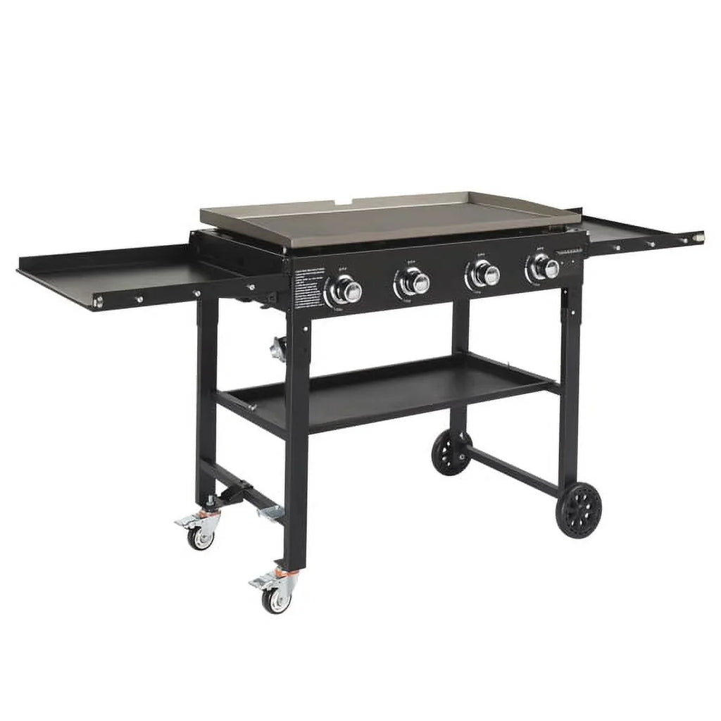 Spice Rack, Shelves Stainless with Grill Picnic Barbecue Propane Garden SYTHERS Backyard Grill Gas Steel 4-Burner for Patio Outdoor Foldable BBQ Cooking & Side