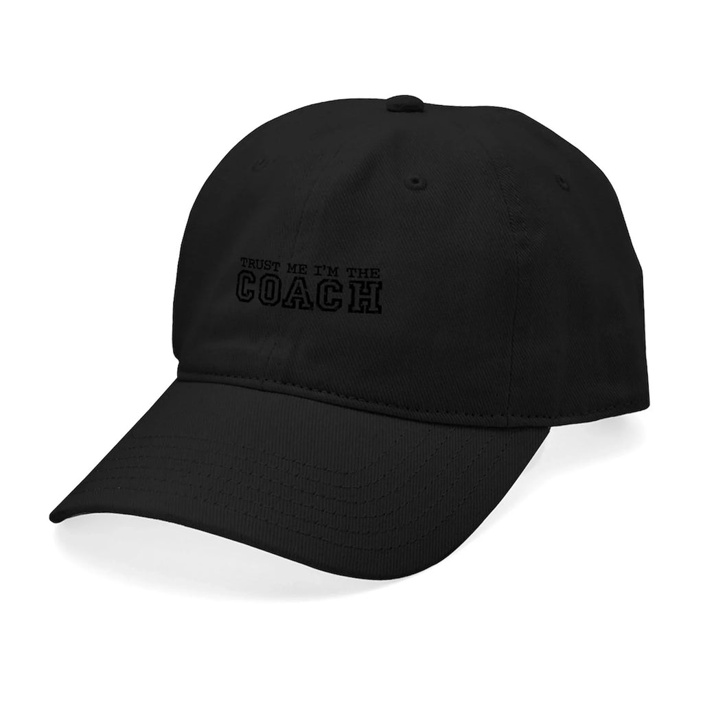 CafePress Black - Black Hat Coach Printed The Cap Trust Me Cotton - Canvas Baseball I'm Adjustable