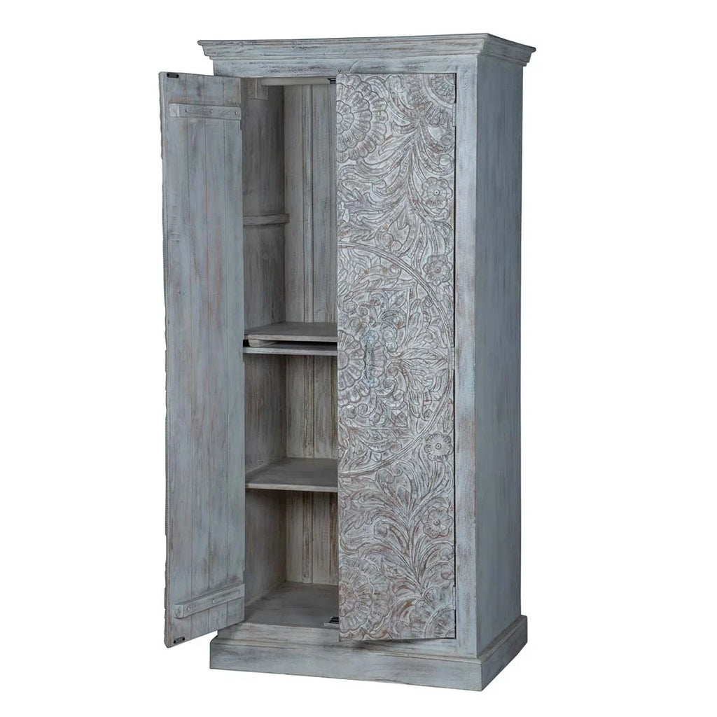Shabby Chic Maadze Wardrobe White Carved