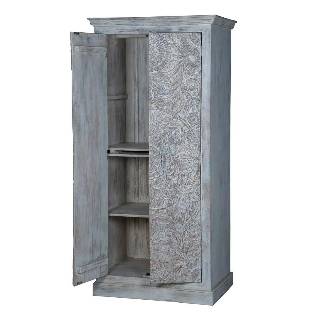 Shabby Chic Maadze Wardrobe White Carved