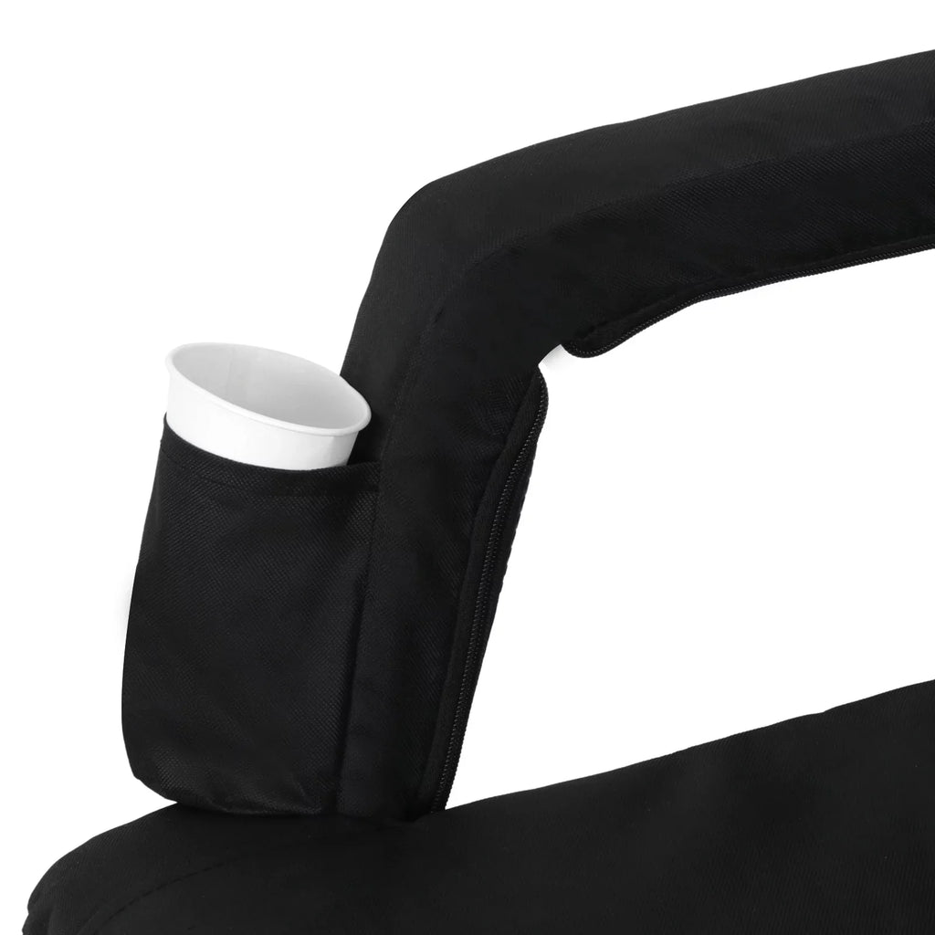 Stadium Cushion Reclining - 6 Positions, W/Padded ZENY Black Chair Bleachers Reclining Seat