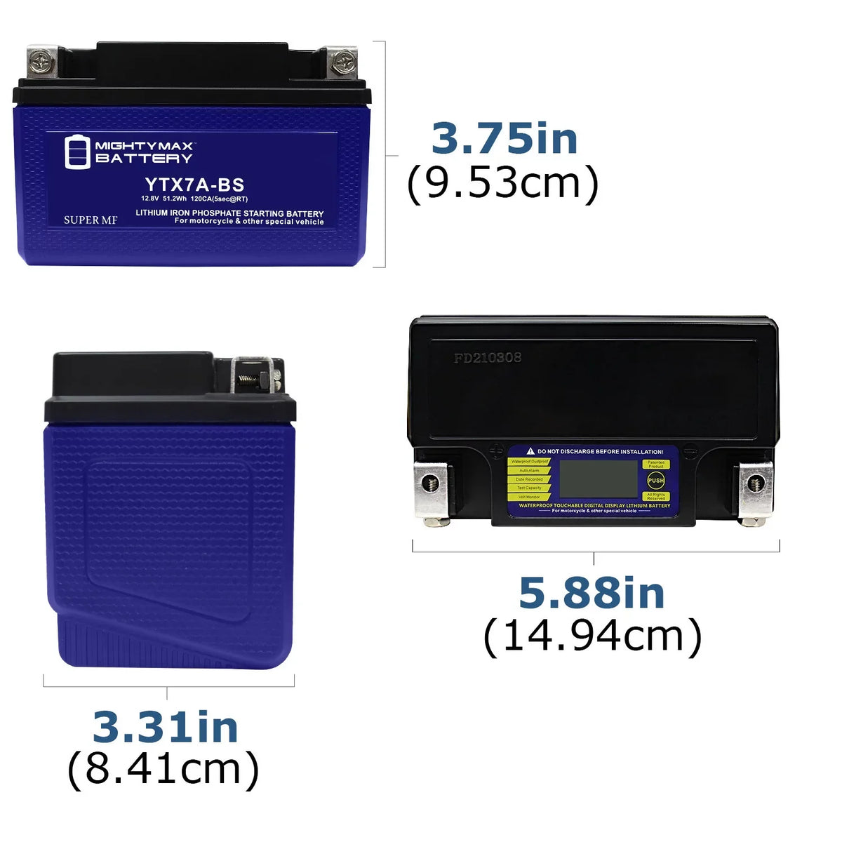 Pack Battery 50 Lithium Compatible 8 2014 Peugeot Replacement - YTX7A-BS with Scooter Tweet Evo