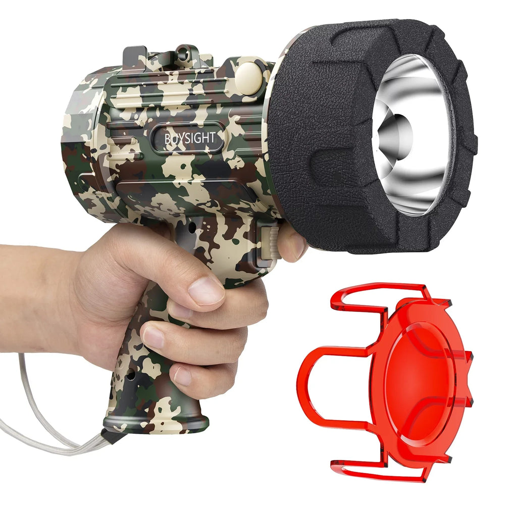 BUYSIGHT Spotlight Flashlight Flashlight,120000 held Filter (Camouflage red Rechargeable lumens Green) Lamp Hunting Waterproof Spotlight with Hand