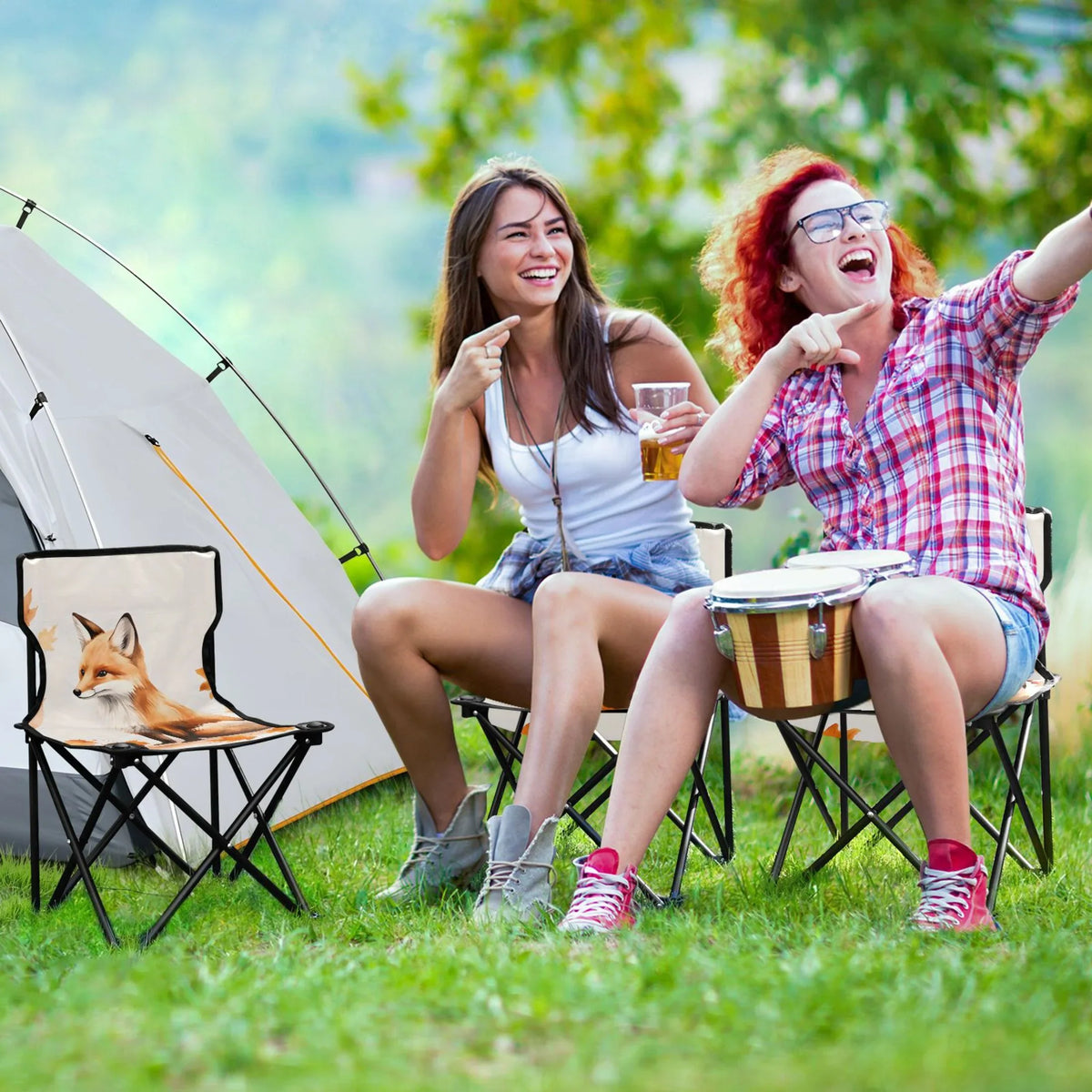 Bag Camping Carry Fishing Fox Outdoor Folding with Leaves Chair Autumn Beach Chair for Chair with Kids Portable Lawn Chair Small