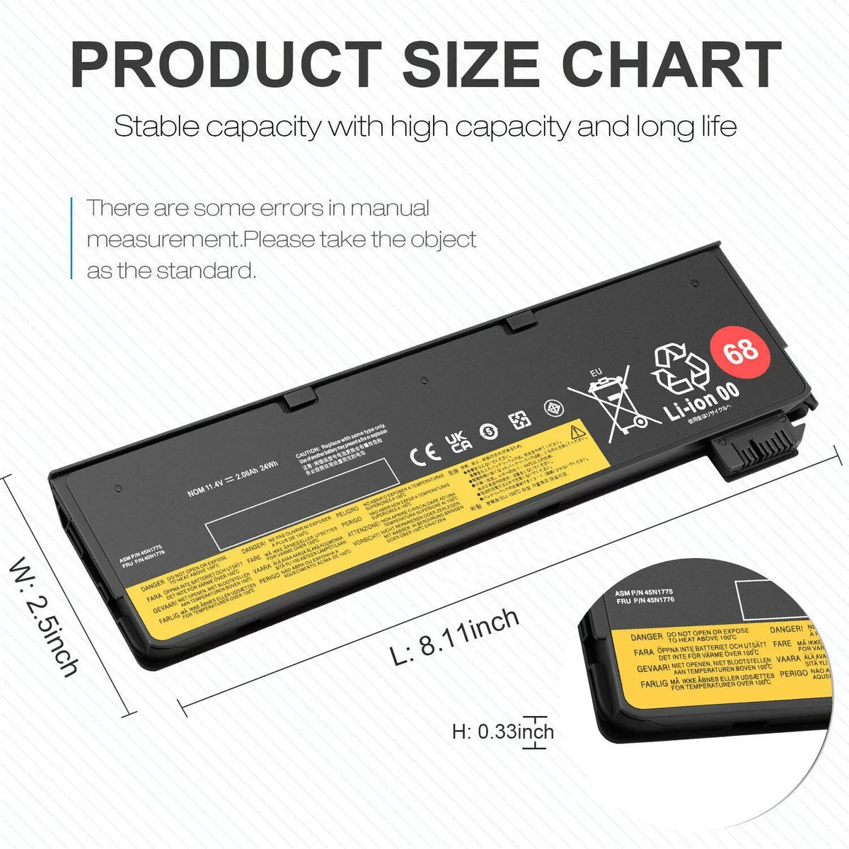 ThinkPad for 45N1127 T450s 45N1126 X240 10x 45N1127 T440 Lenovo Battery X250 68