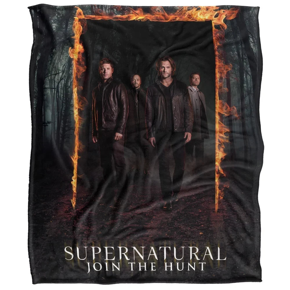 Back Sherpa Frame Silky Soft Fire Supernatural Blanket, Super 50*60inch, LOGOVISION Touch Blanket Throw