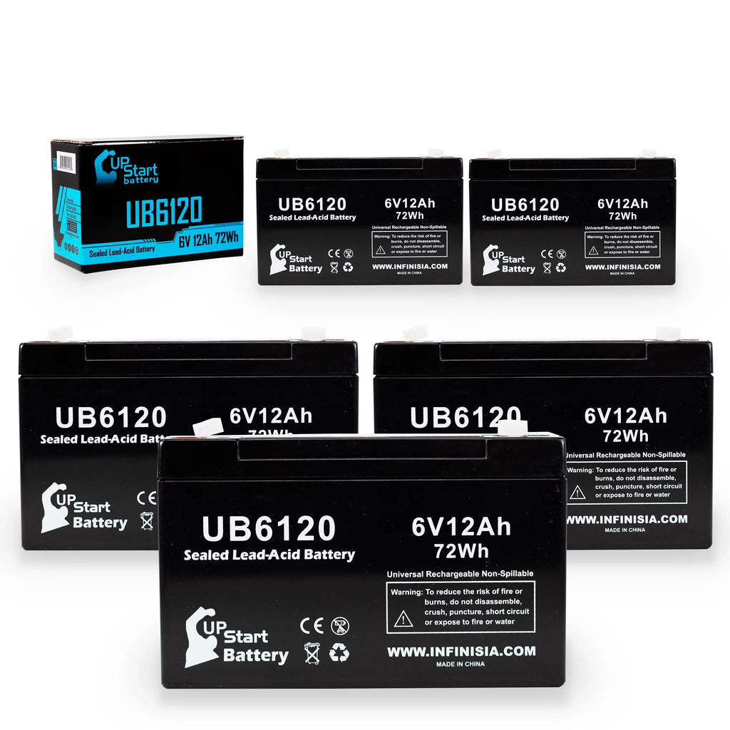 Acid 10 F2 - Includes Terminal, 12000mAh, F1 Lead Pack to 5x Battery Sealed Adapters Replacement - - Battery 850 F1 AGM, Tripp-Lite 12Ah, Compatible (6V, SLA) Terminal UB6120 Universal