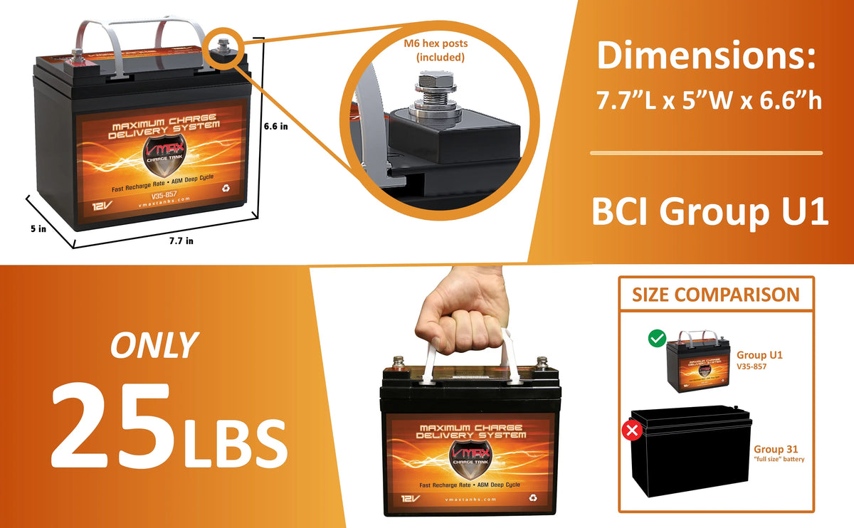 35AH V35-857 for Motorguide Battery Motor 40 Trolling Bulldog 12V Vmaxtanks U1