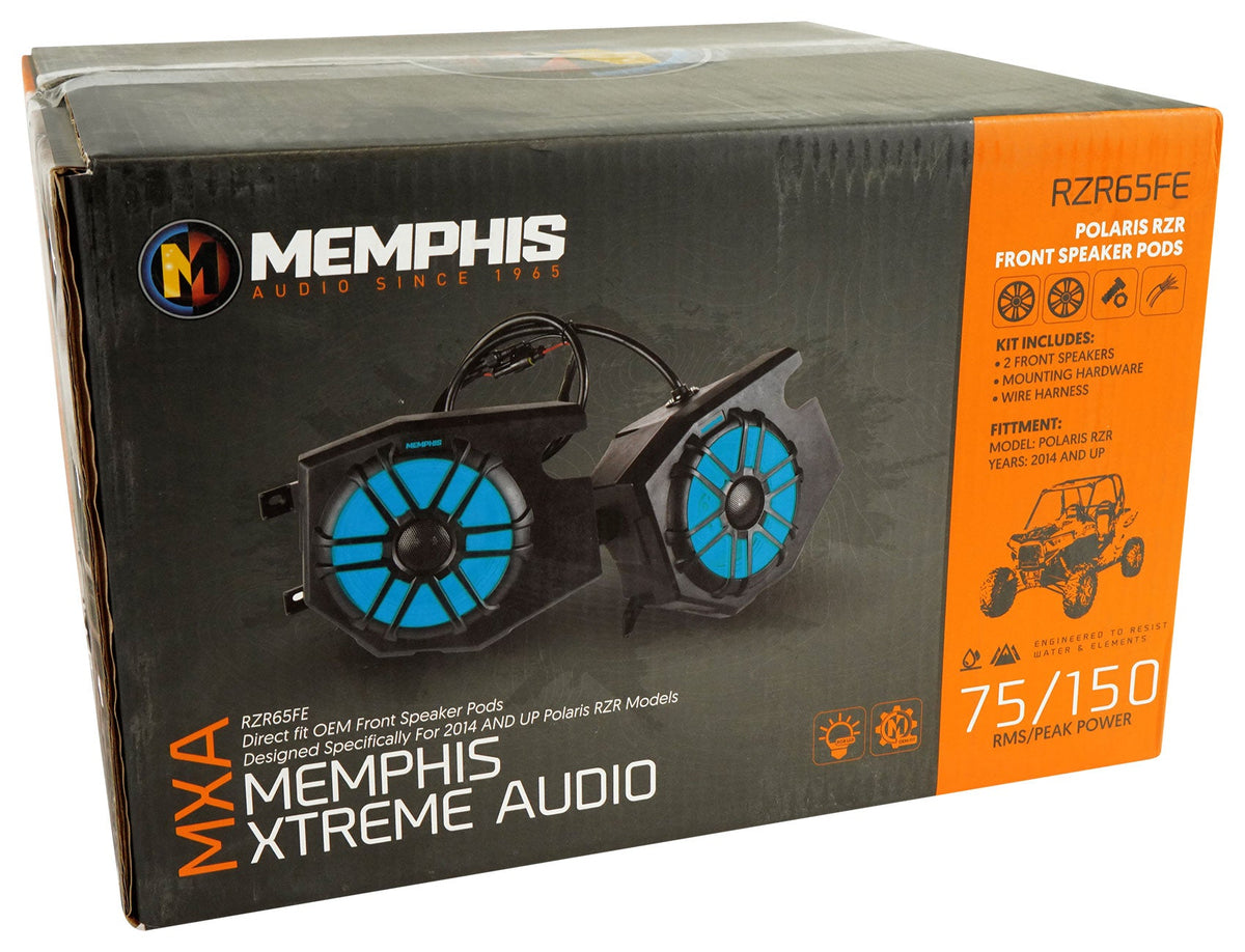 Memphis RZR65FE (2) Polaris Audio Speakers+Amp For RZR 2014+ Tower Pods+LED
