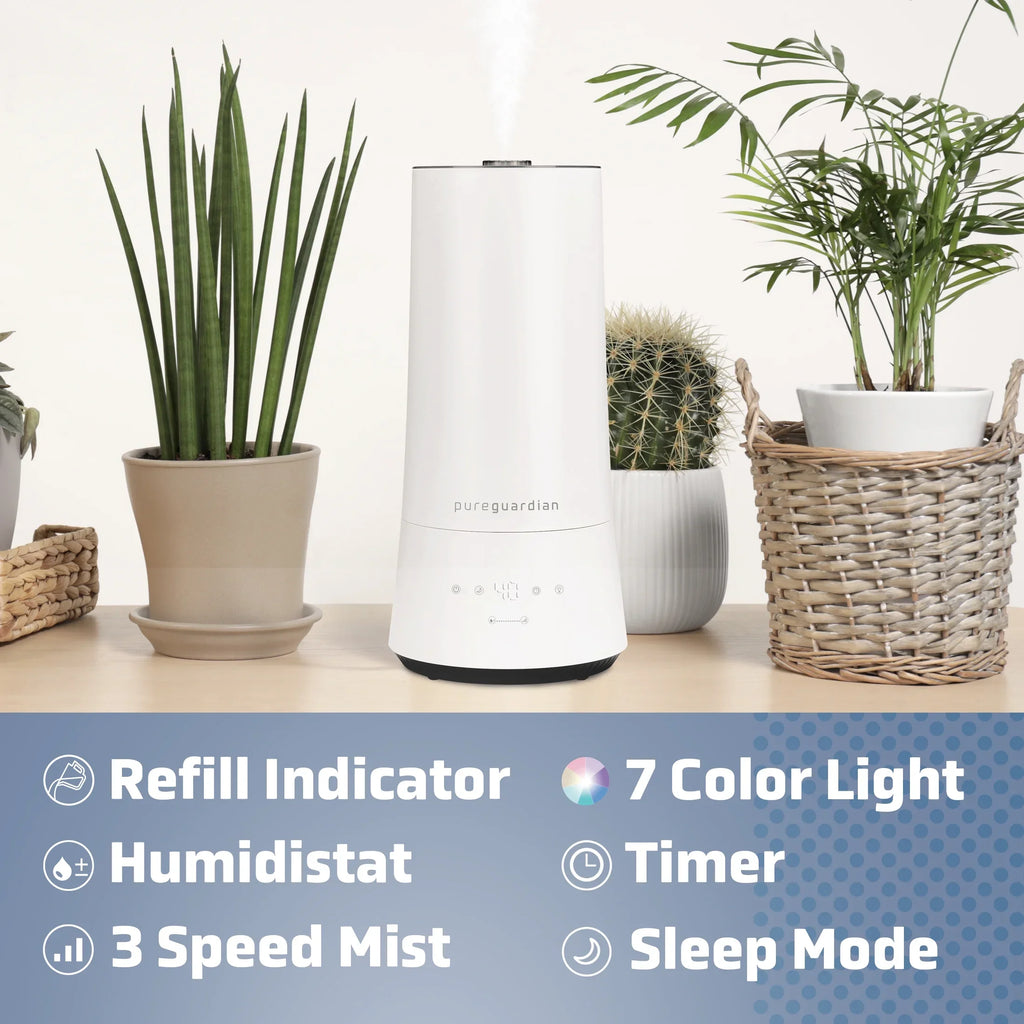 Humidistat, 90-Hour 420 Cool H997W with Sq. Humidifier PureGuardian 1.6 Ultrasonic Mist ft. Gallon