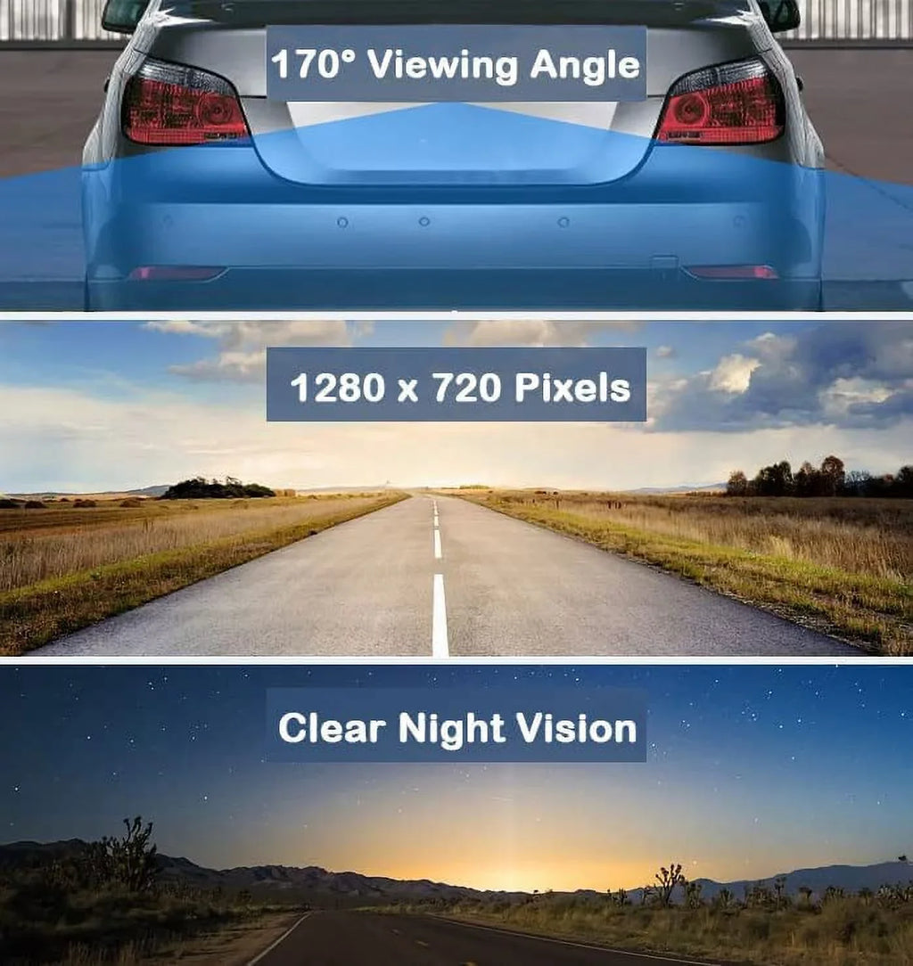 Car CAR8000 CMR2720 CAR710 Camera 170° CAR910W Vision Waterproof Compatible Rear CDR7011 License CAR910X HD Angle Frame CAR710X CAR110W View CM901MIR Plate with CAM125 Backup Radio Night Jensen