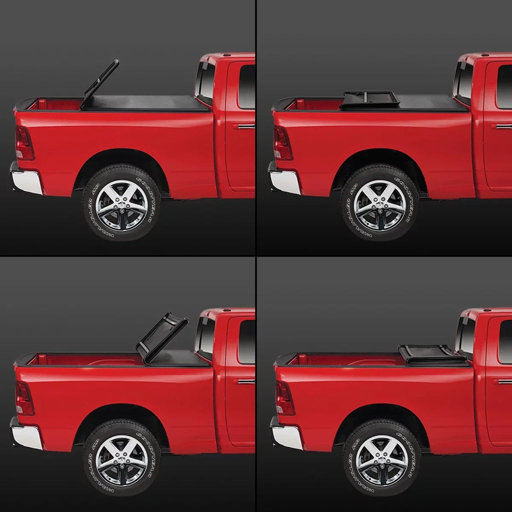 Cover Soft Adjustable -Fold Top Tonneau Tri Bed Trunk 5.7' Truck 1500 For TTC-TRISOFT-018 DNA 2009 Ram Fleetside 2021 Motoring to