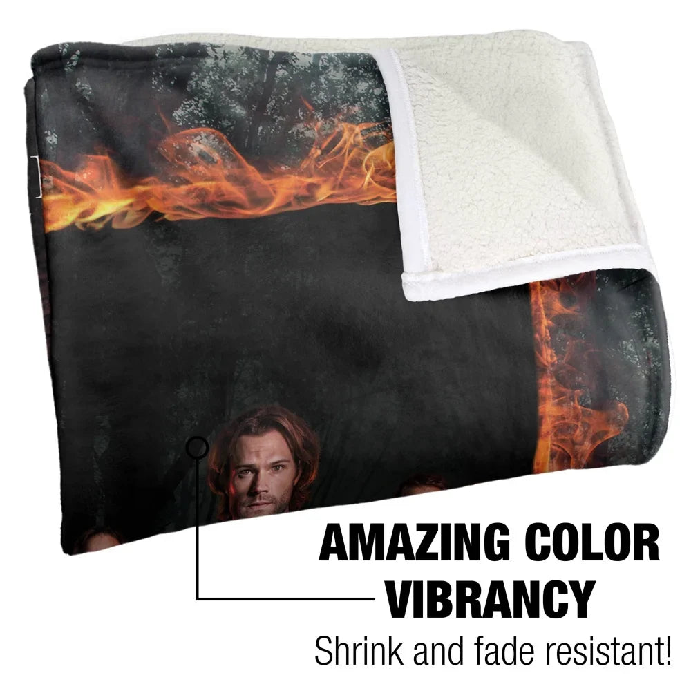 Back Sherpa Frame Silky Soft Fire Supernatural Blanket, Super 50*60inch, LOGOVISION Touch Blanket Throw