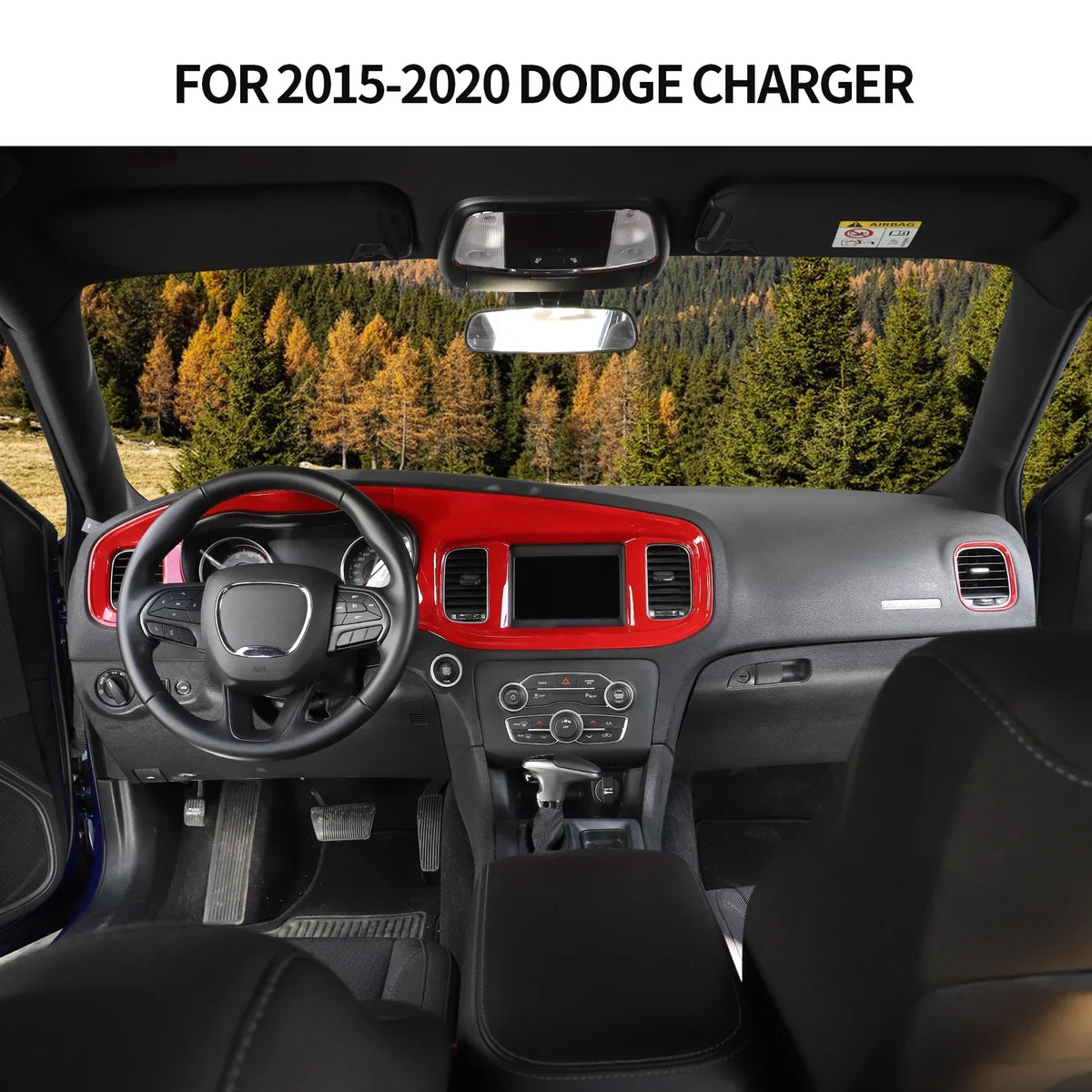 Dash Dodge Trim Interior Covers for Center Console Charger CheroCar Board 2015-2022,Red