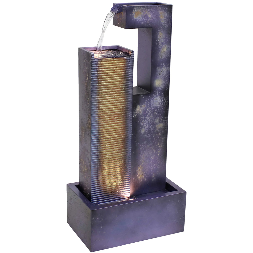 LED Metal Cascading Sunnydaze Outdoor Fountain - Tower with 32" Lights