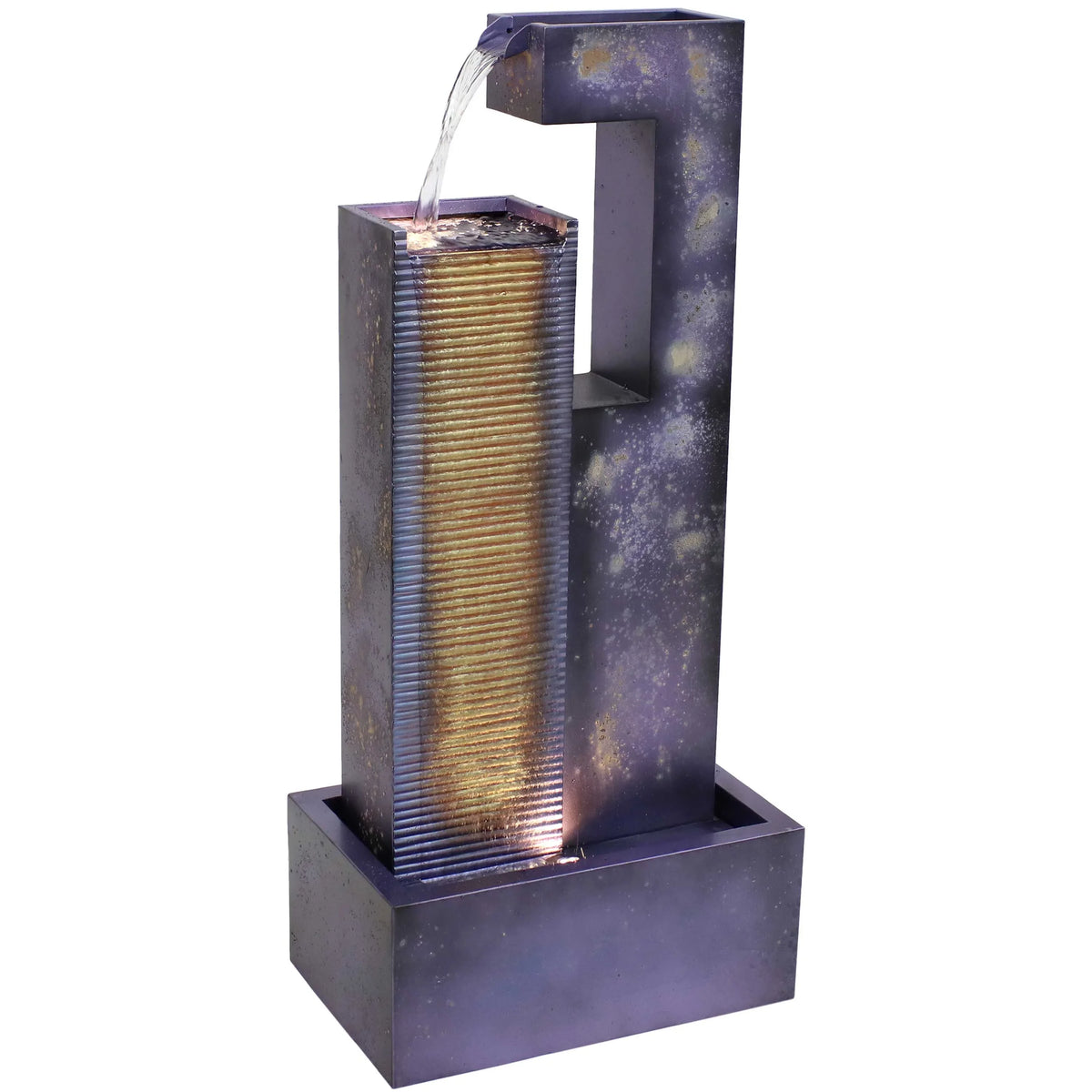 LED Metal Cascading Sunnydaze Outdoor Fountain - Tower with 32" Lights