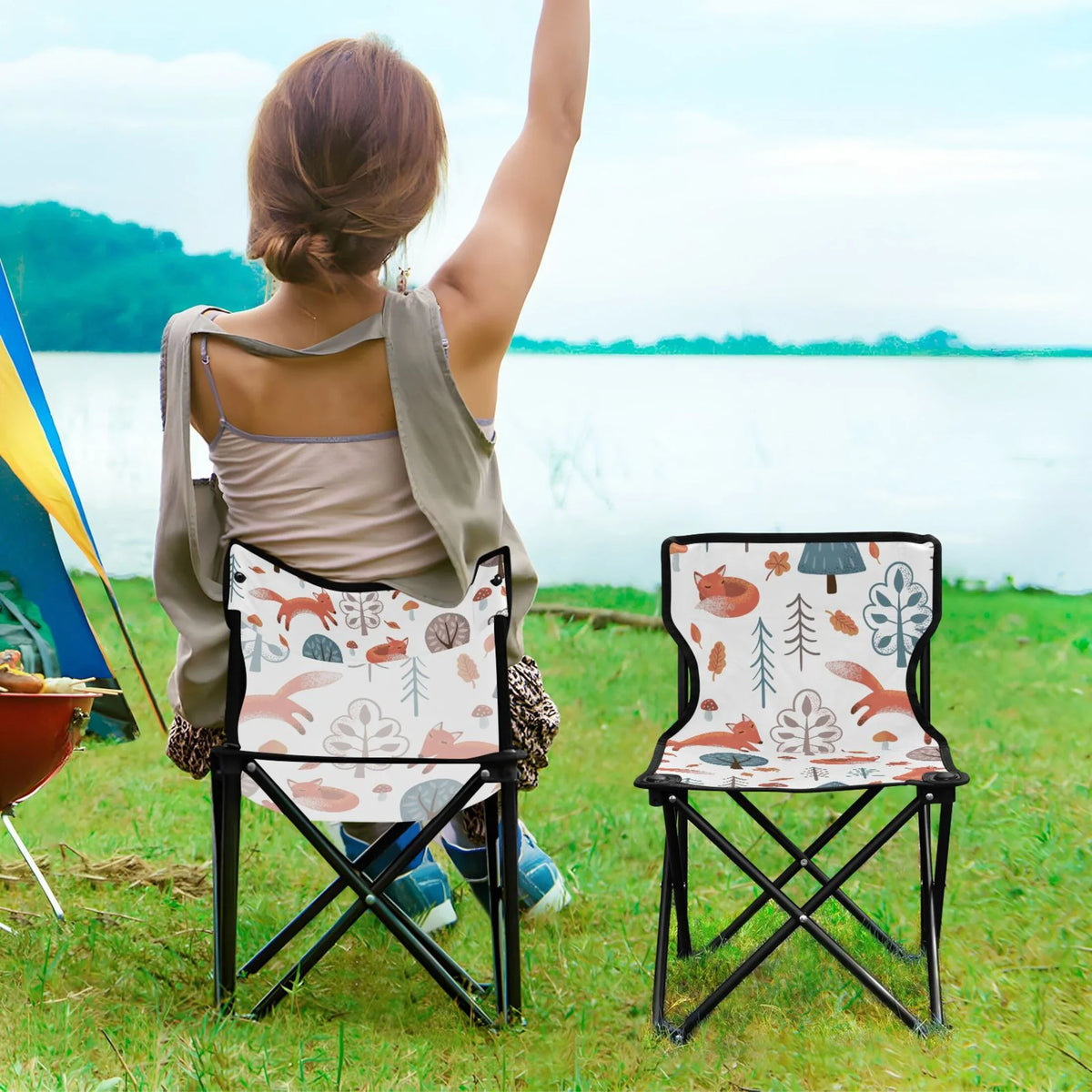 Camping 220LBS Chair Portable Carry Folding Outdoor Bag Support Fishing Lawn Fox Beach to Chair Chair in Chair Forest with